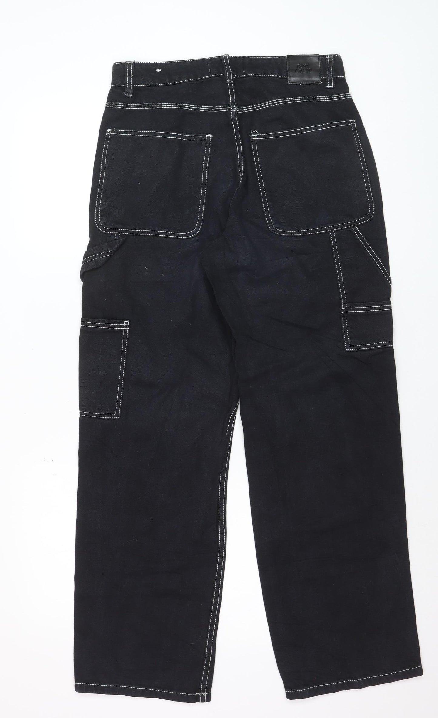 Jennyfer Womens Black Carpenter Jeans Size 10 Relaxed Fit Denim