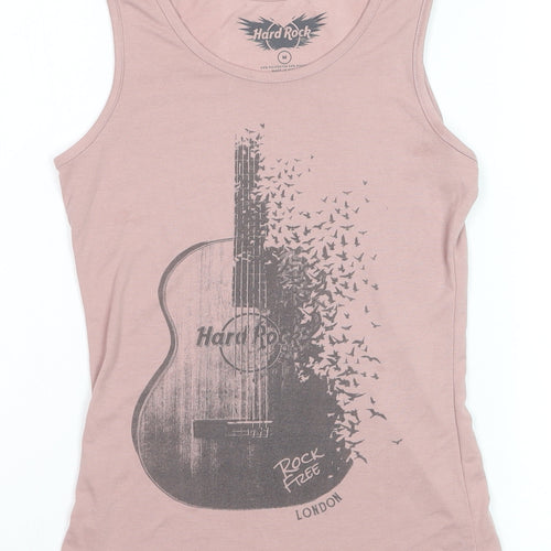 Hard Rock Women's Pink Tank Top Medium Music Graphic Rock London