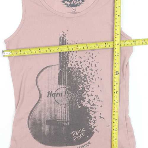 Hard Rock Women's Pink Tank Top Medium Music Graphic Rock London