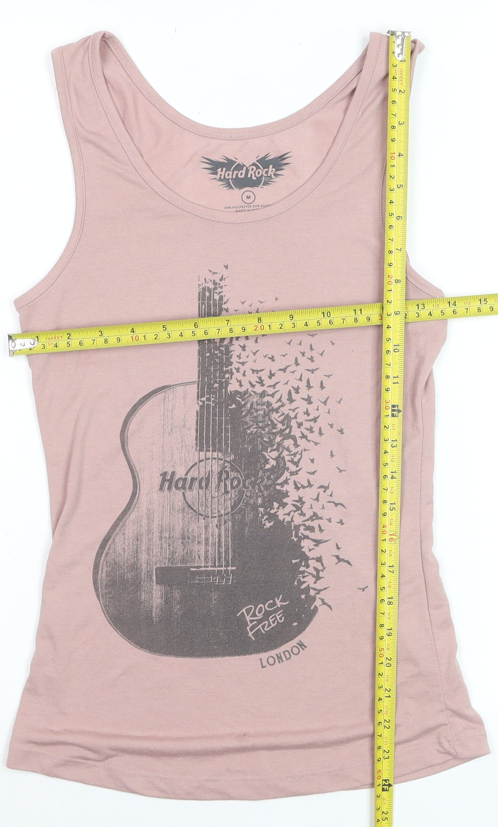 Hard Rock Women's Pink Tank Top Medium Music Graphic Rock London