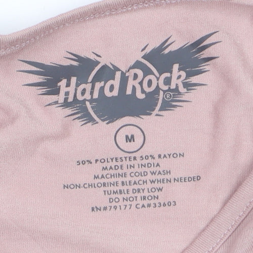 Hard Rock Women's Pink Tank Top Medium Music Graphic Rock London