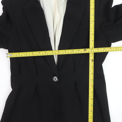 H&M Women Black Regular Fit Single-Breasted Suit Jacket Size 14