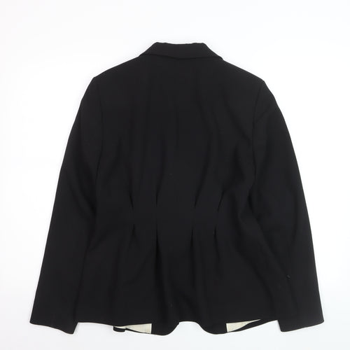H&M Women Black Regular Fit Single-Breasted Suit Jacket Size 14
