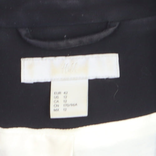 H&M Women Black Regular Fit Single-Breasted Suit Jacket Size 14