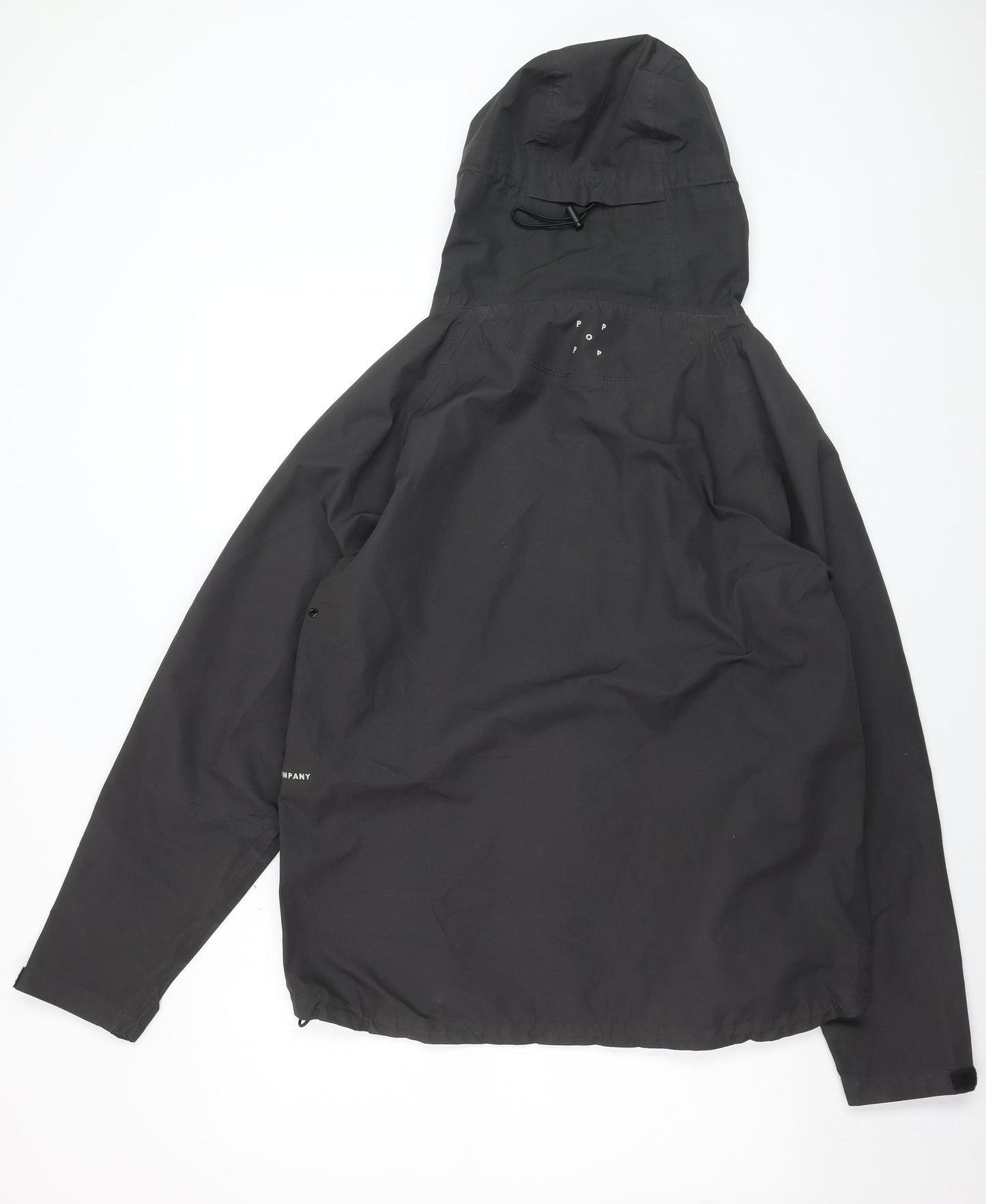 Pop Trading Company Men's Black Hooded Windbreaker Jacket Size M