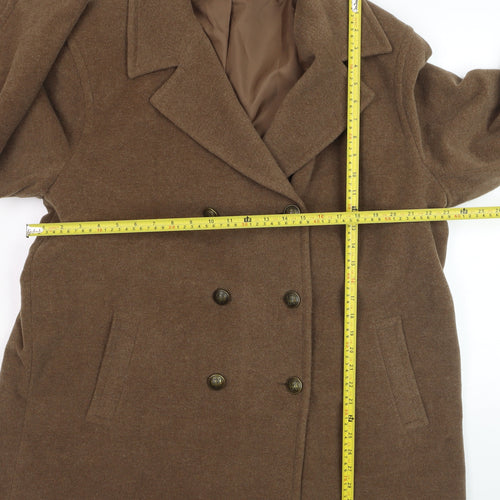 BHS Women’s Brown Wool Blend Pea Coat Size 20 Long Sleeve Lined