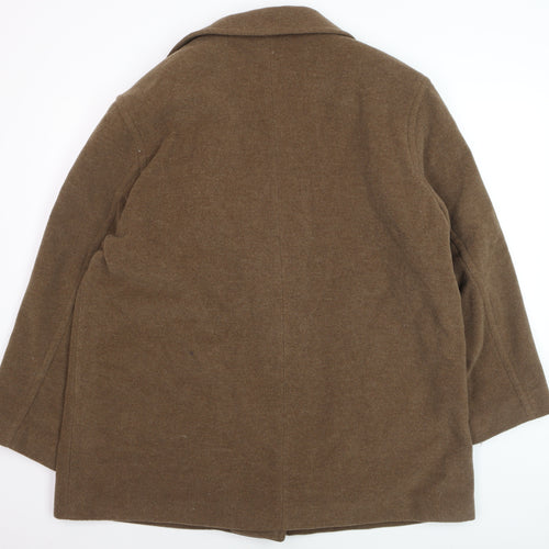 BHS Women’s Brown Wool Blend Pea Coat Size 20 Long Sleeve Lined