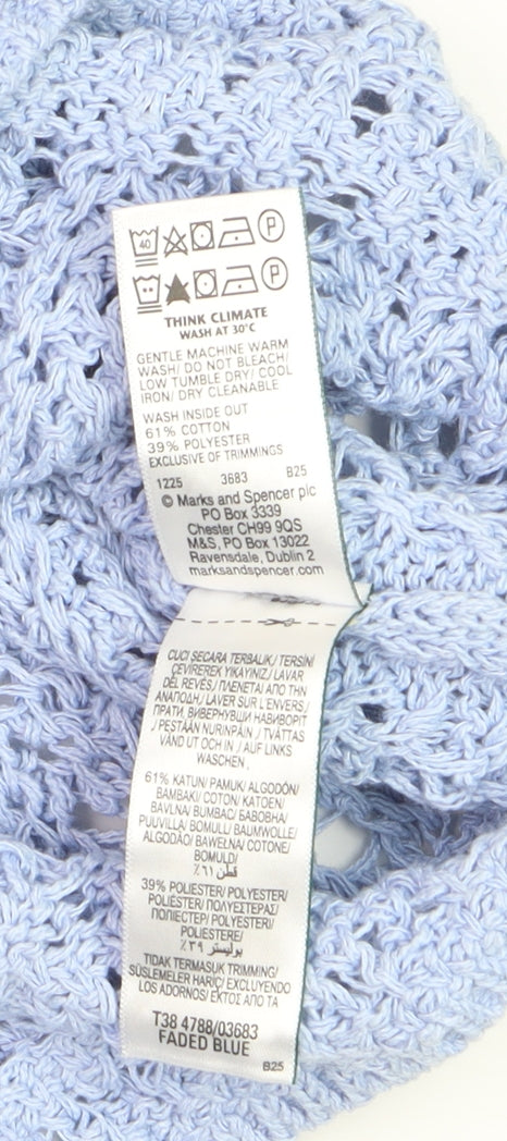 Marks and Spencer Women Blue Open-Knit Cotton Jumper M