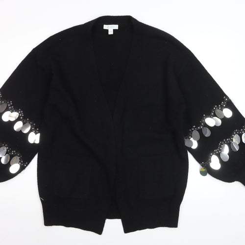Blue Vanilla Women's Black Sequin Sleeve V-Neck Cardigan M
