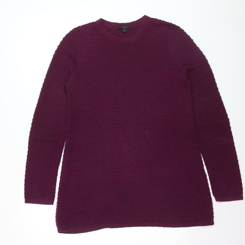 COS Women's Purple Cotton Textured Knit Long Sleeve Pullover Jumper Size S