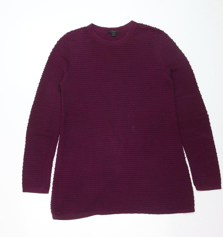 COS Women's Purple Cotton Textured Knit Long Sleeve Pullover Jumper Size S