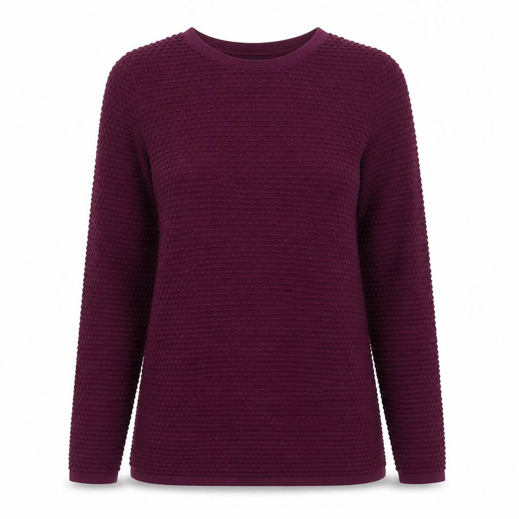 Front view of COS Women's Purple Cotton Textured Knit Long Sleeve jumper, size S