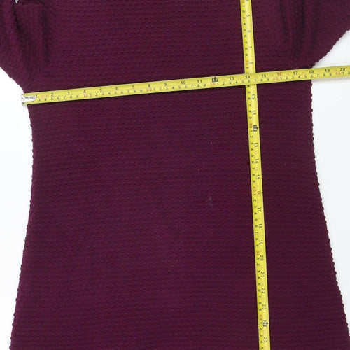 COS Women's Purple Cotton Textured Knit Long Sleeve Pullover Jumper Size S