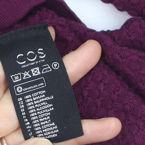 COS Women's Purple Cotton Textured Knit Long Sleeve Pullover Jumper Size S