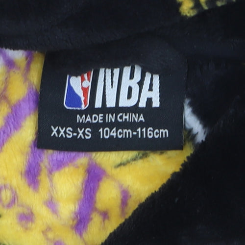 NBA Boys Black Los Angeles Lakers Fleece Hooded Nightwear XXS-XS