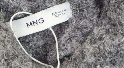 Mango Women’s Grey Short Button-Up Jacket Size M Wool-Effect Classic Style