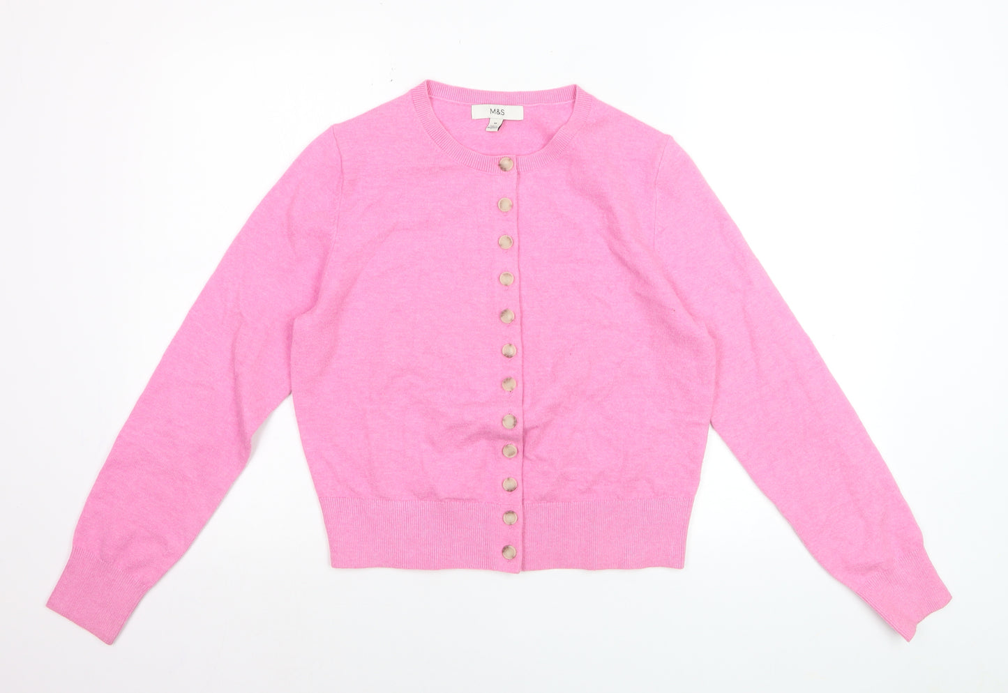 Marks and Spencer Women’s Pink Crew Neck Button Cardigan M