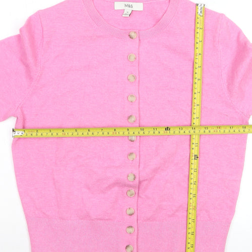 Marks and Spencer Women’s Pink Crew Neck Button Cardigan M