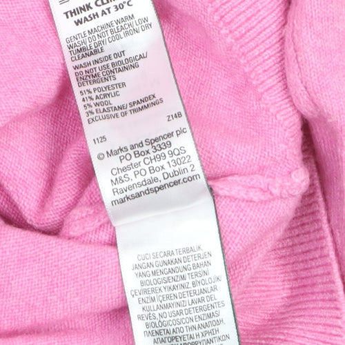 Marks and Spencer Women’s Pink Crew Neck Button Cardigan M