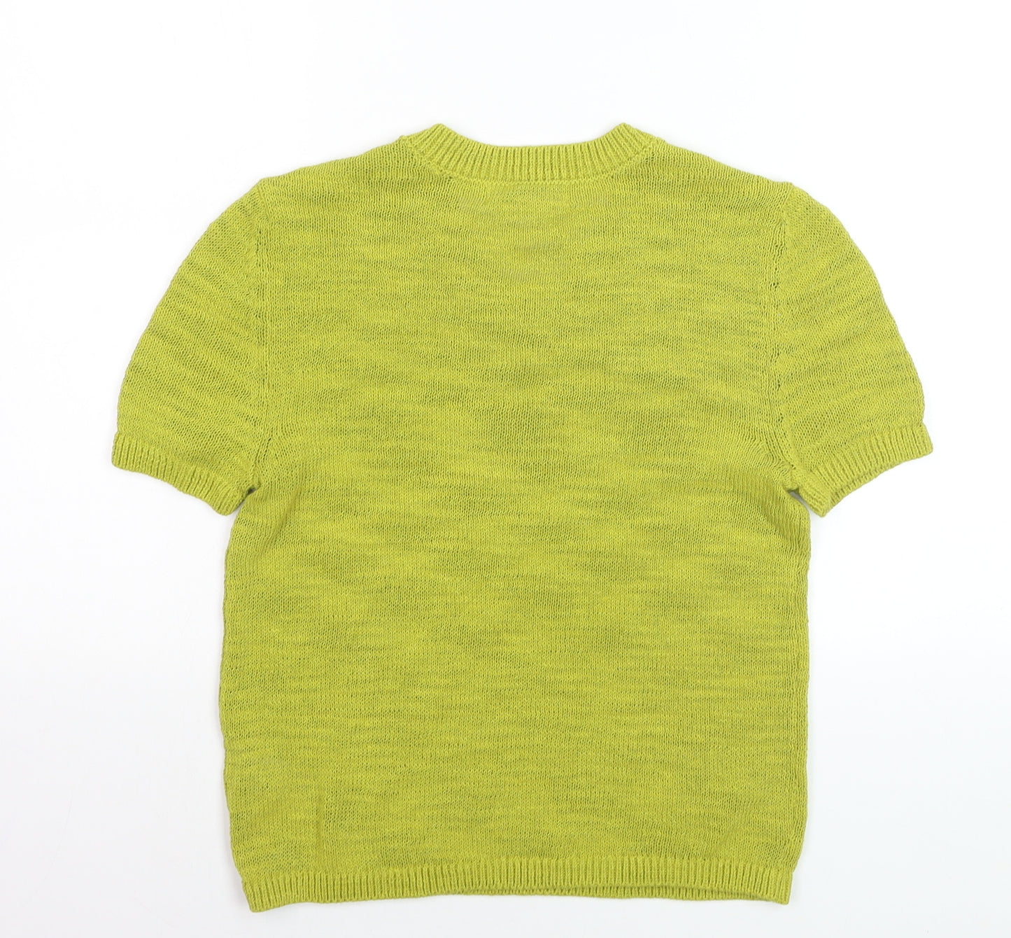 Marks and Spencer Women’s Green V-Neck Cotton Blend Short Sleeve Jumper XS