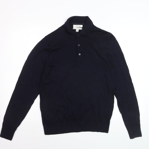 Marks and Spencer Men’s Blue Merino Wool Henley Jumper M Regular