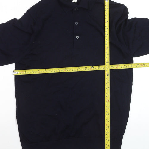 Marks and Spencer Men’s Blue Merino Wool Henley Jumper M Regular