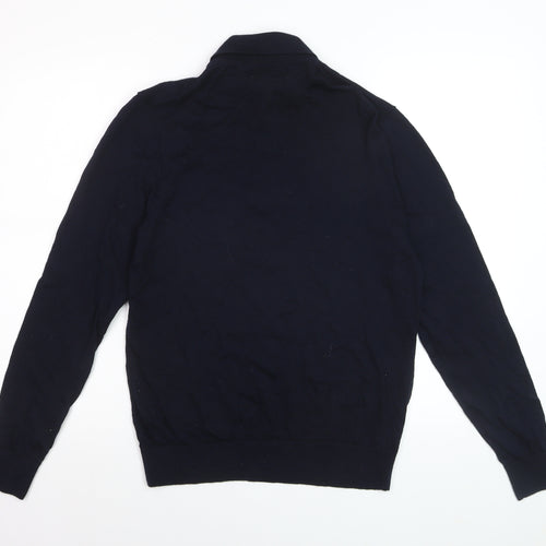 Marks and Spencer Men’s Blue Merino Wool Henley Jumper M Regular