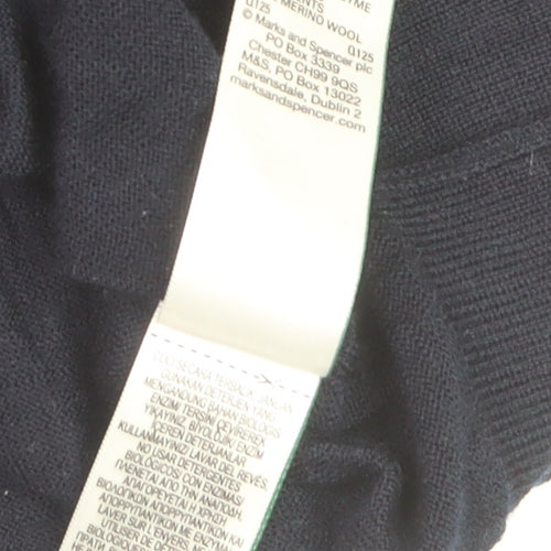 Marks and Spencer Men’s Blue Merino Wool Henley Jumper M Regular