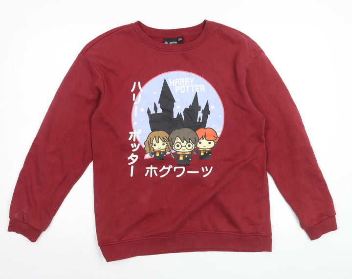 Harry Potter Boys Red Pullover Sweatshirt 13-14 Years Fleece Graphic Top