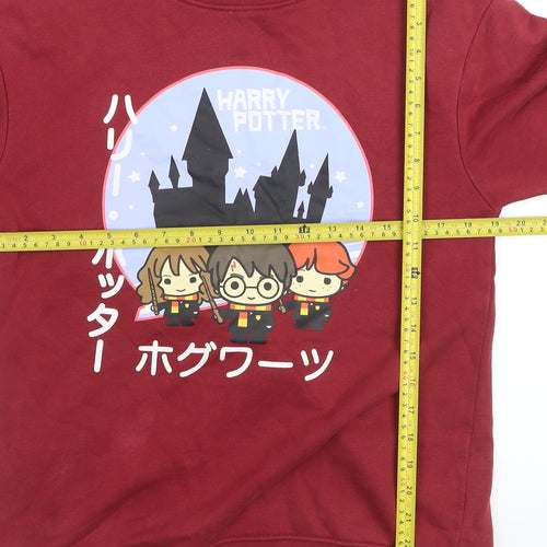 Harry Potter Boys Red Pullover Sweatshirt 13-14 Years Fleece Graphic Top