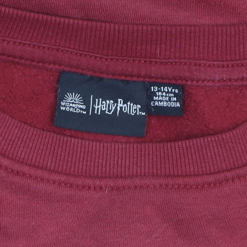 Harry Potter Boys Red Pullover Sweatshirt 13-14 Years Fleece Graphic Top