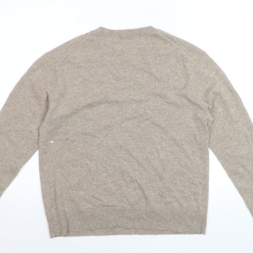Marks and Spencer Women Beige 14 Pure Cashmere Crew Neck Jumper