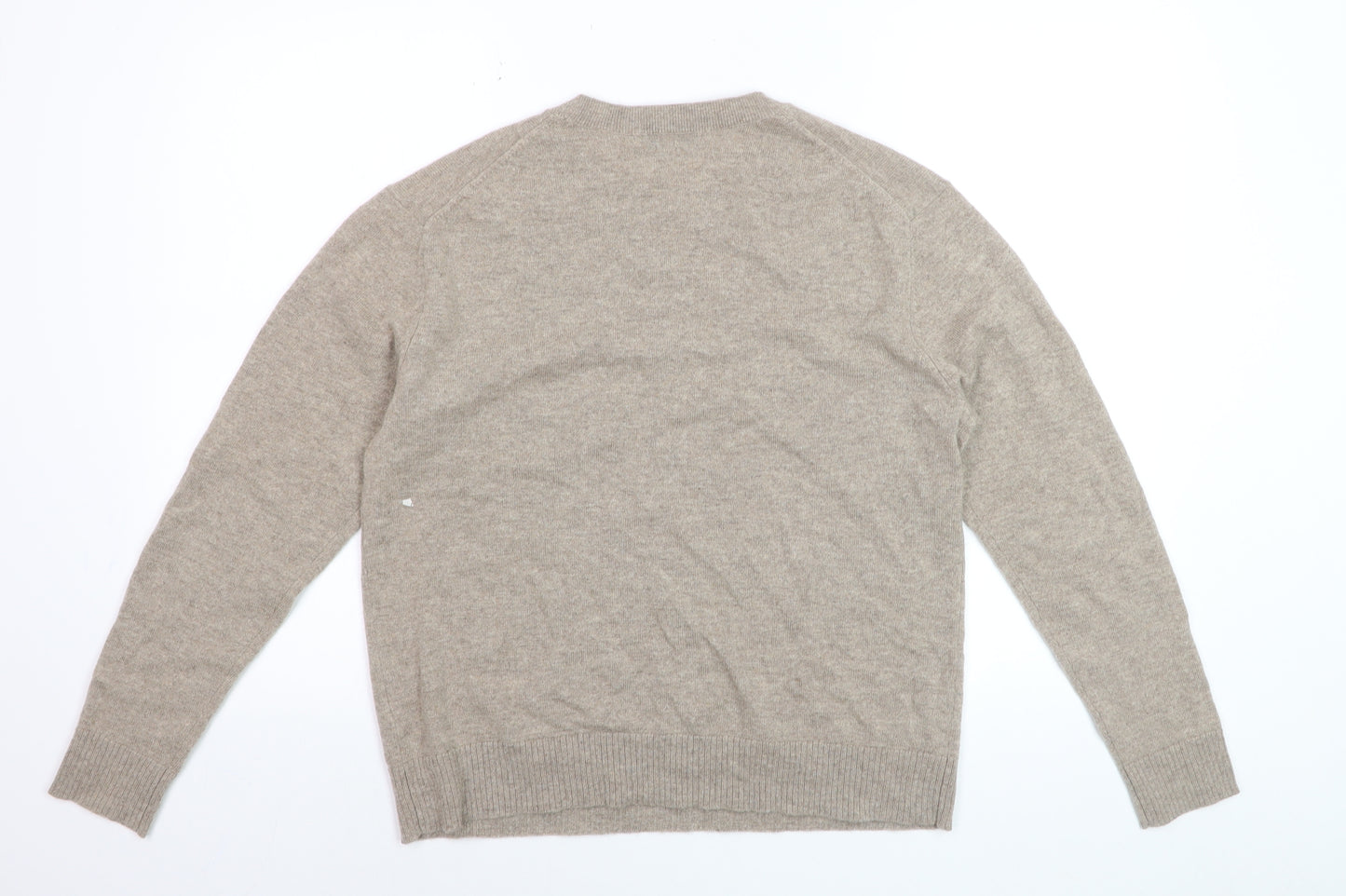 Marks and Spencer Women Beige 14 Pure Cashmere Crew Neck Jumper