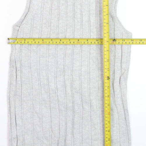 River Island Women’s Grey Roll Neck Sleeveless Rib Knit Jumper Vest Size 8