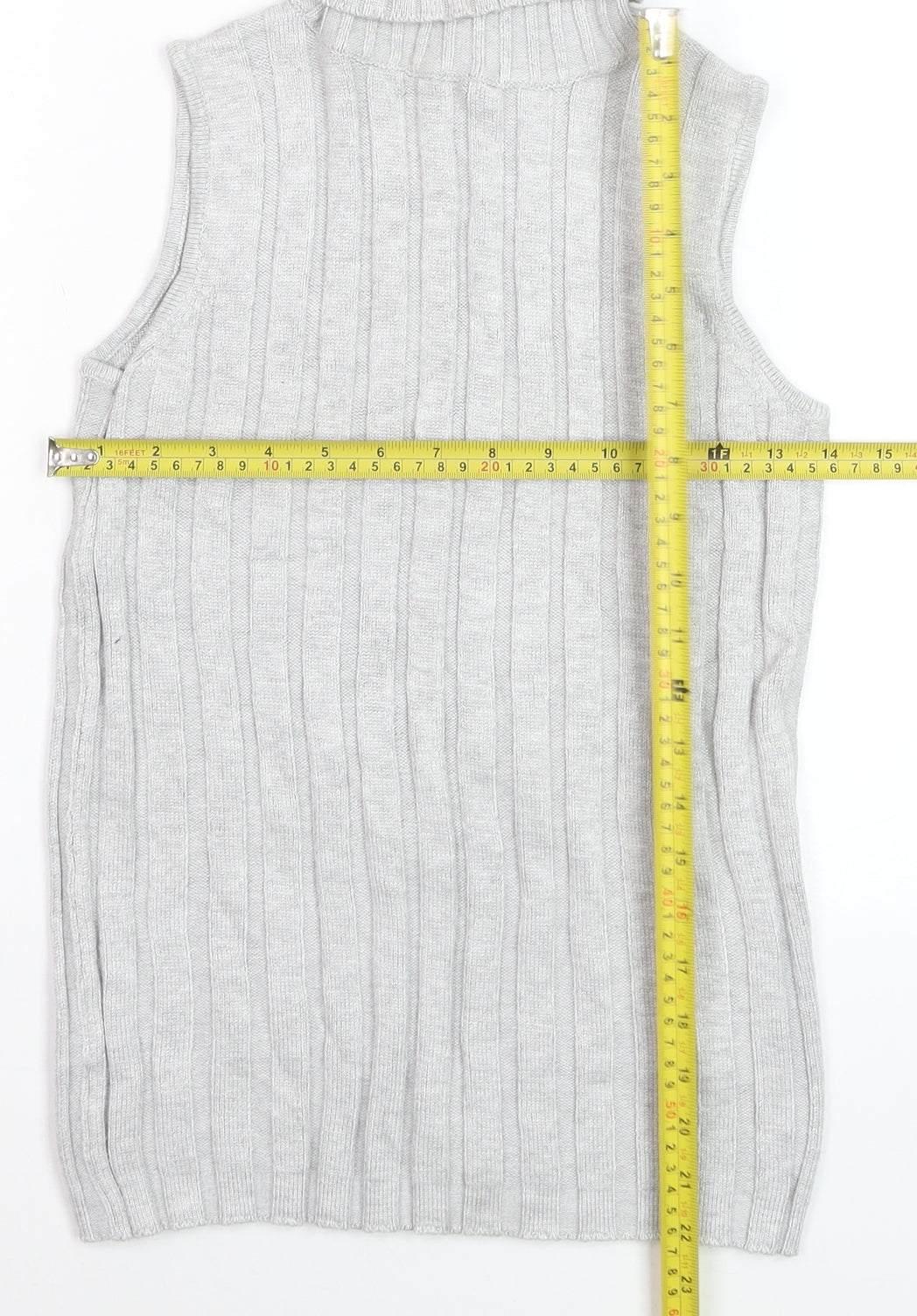 River Island Women’s Grey Roll Neck Sleeveless Rib Knit Jumper Vest Size 8
