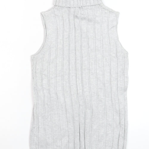 River Island Women’s Grey Roll Neck Sleeveless Rib Knit Jumper Vest Size 8