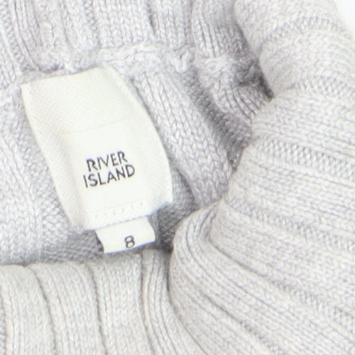 River Island Women’s Grey Roll Neck Sleeveless Rib Knit Jumper Vest Size 8