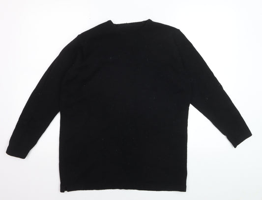 Marks & Spencer Women's Black Wool Crew Neck Jumper Size 10