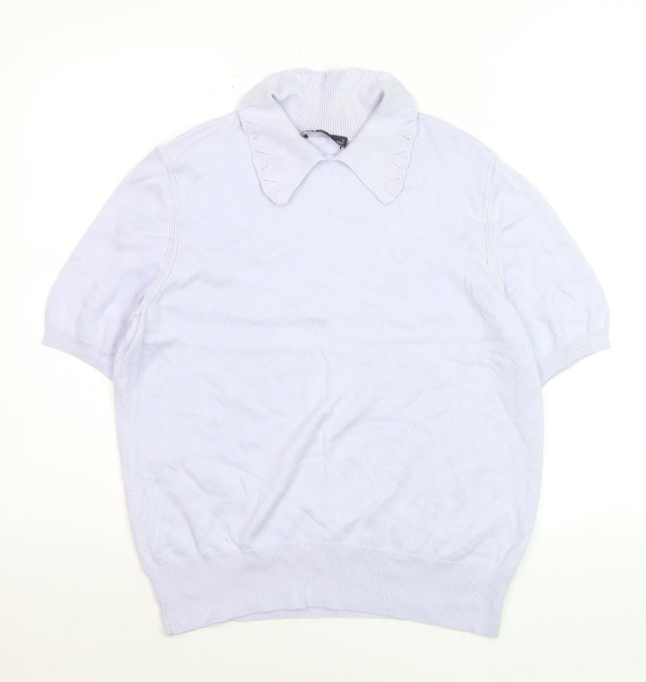 Marks and Spencer Women’s Powder Blue Collared Knit Jumper Size 12