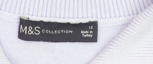 Marks and Spencer Women’s Powder Blue Collared Knit Jumper Size 12