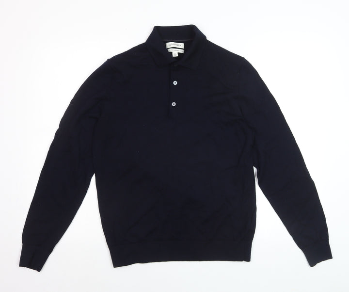 Marks and Spencer Men’s Blue Merino Wool Collared Henley Jumper M