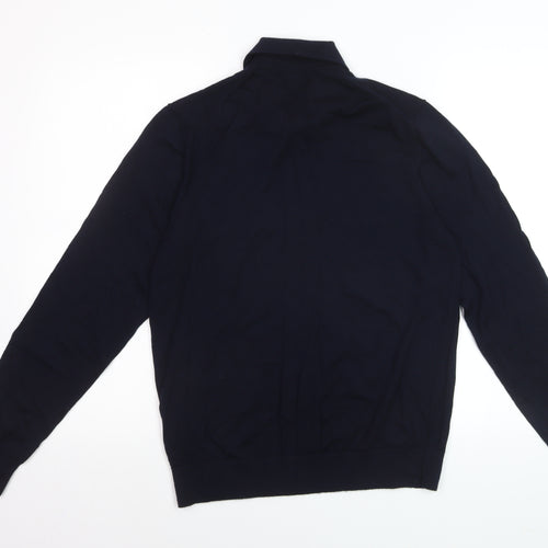 Marks and Spencer Men’s Blue Merino Wool Collared Henley Jumper M