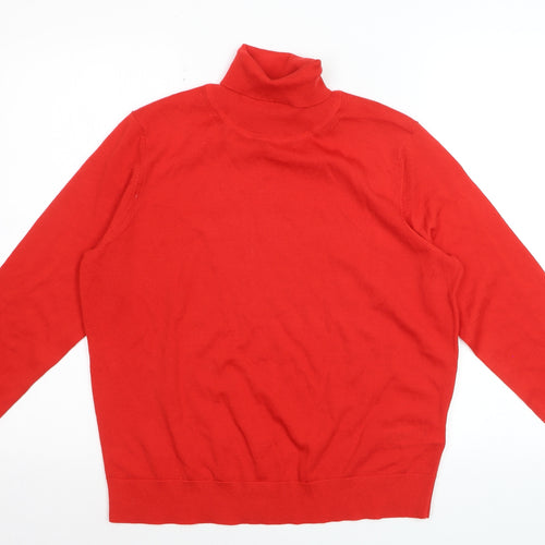 Marks and Spencer Women Red Roll Neck Merino Wool Jumper Size 14