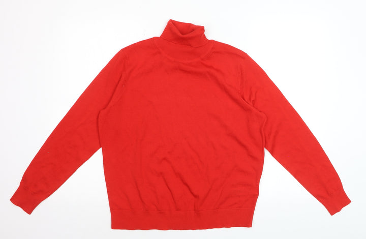 Marks and Spencer Women Red Roll Neck Merino Wool Jumper Size 14