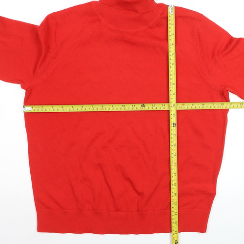 Marks and Spencer Women Red Roll Neck Merino Wool Jumper Size 14