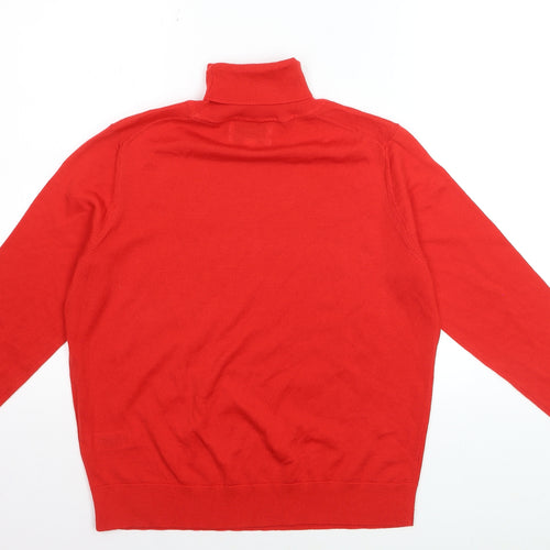 Marks and Spencer Women Red Roll Neck Merino Wool Jumper Size 14
