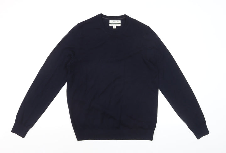 Marks and Spencer Mens Blue Merino Wool Crew Neck Jumper S