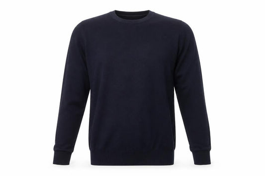 Front view of Marks & Spencer men’s blue merino wool crew neck jumper s