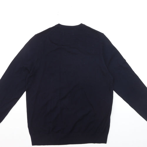 Marks and Spencer Mens Blue Merino Wool Crew Neck Jumper S