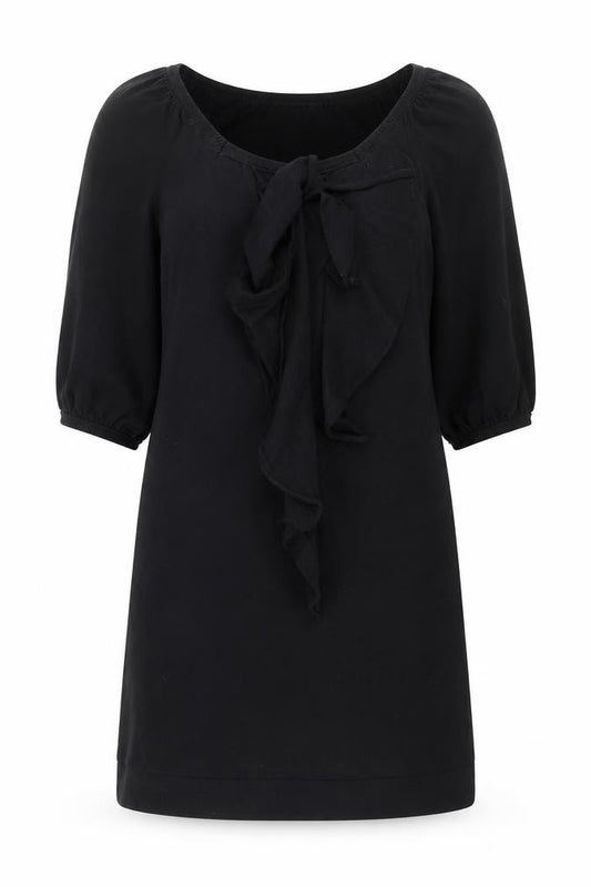 Front view of Coast Women’s Black, size UK 8, Shift Bow Neck Short Dress